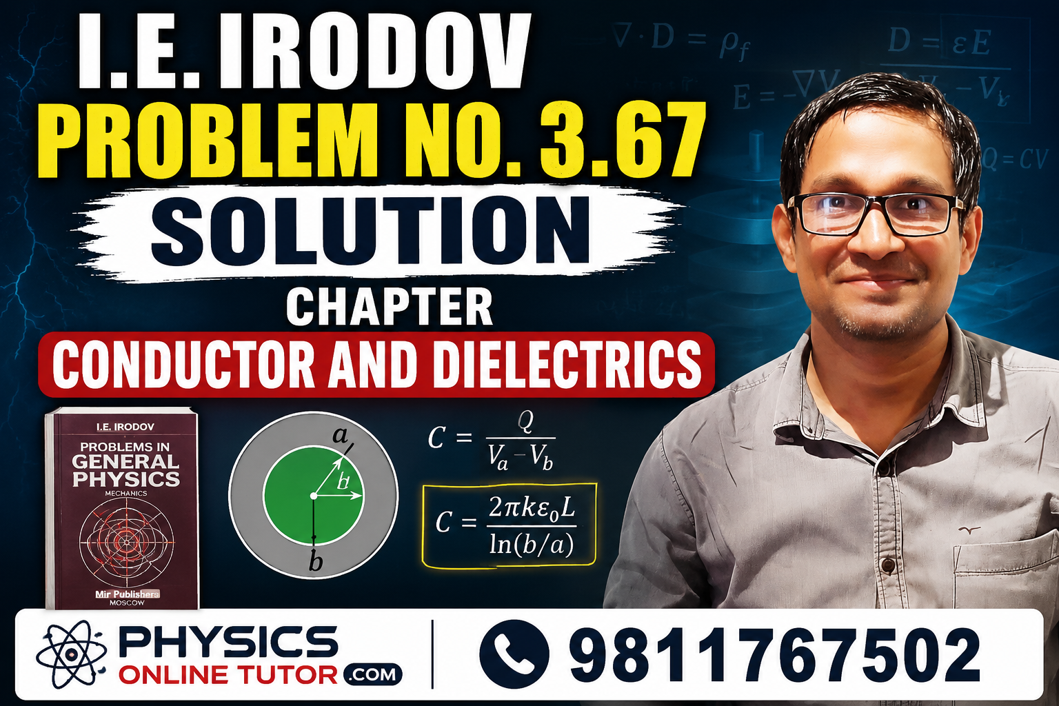 I.E. Irodov Problem No. 3.67 Solution – Conductors and Dielectrics