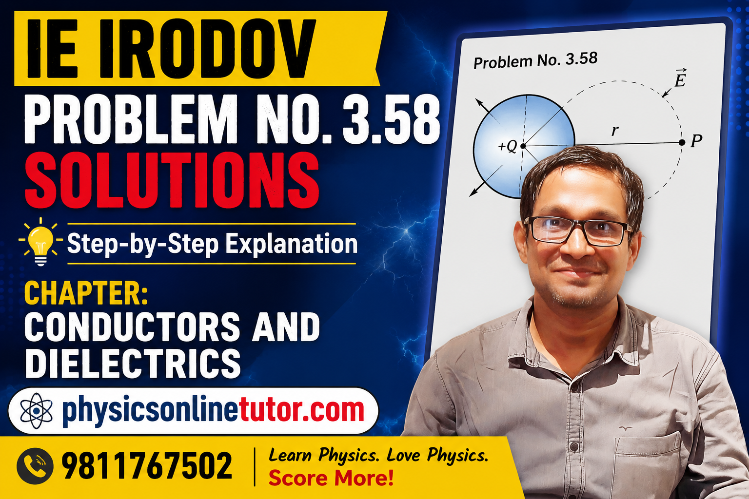 IE IRODOV Problem No. 3.58 Solutions Conductors and Dielectrics Step-by-Step Explanation IE Irodov Problem No. 3.58 Solution