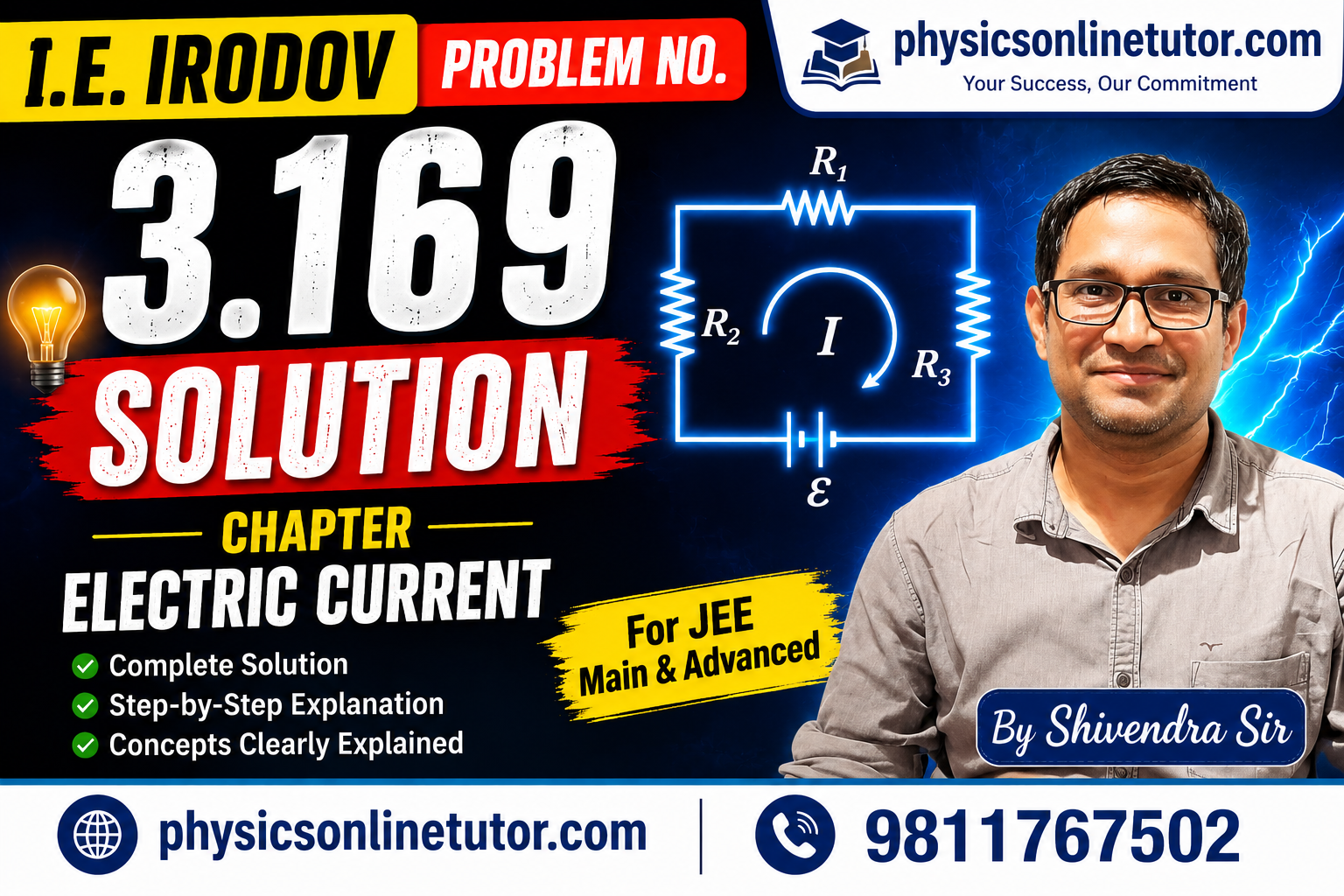 I.E. Irodov Problem No. 3.169 Solution Electric Current JEE Main & Advanced By Shivendra Sir I.E. Irodov Problem No. 3.169 Solution
