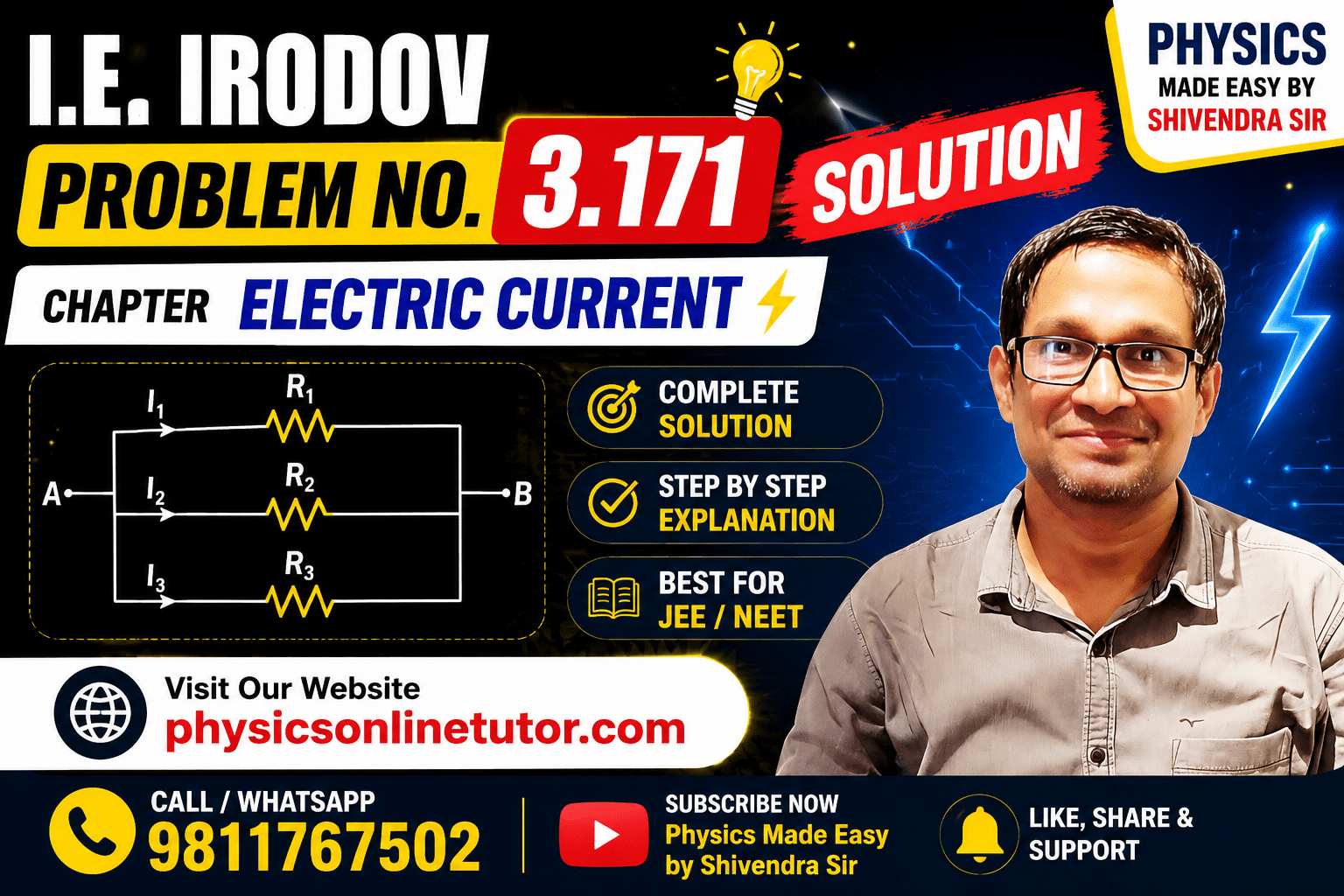 I.E. Irodov Problem No. 3.171 Solution Electric Current JEE Advanced & NEET Physics I.E. Irodov Problem 3.171 Solution